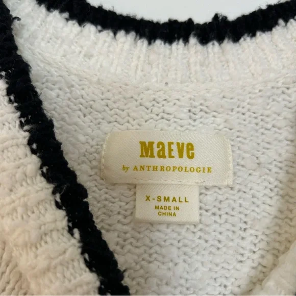 Anthropologie Maeve Marlena White and Black Textured Tank Top Sweater Size XS - Picture 3 of 4